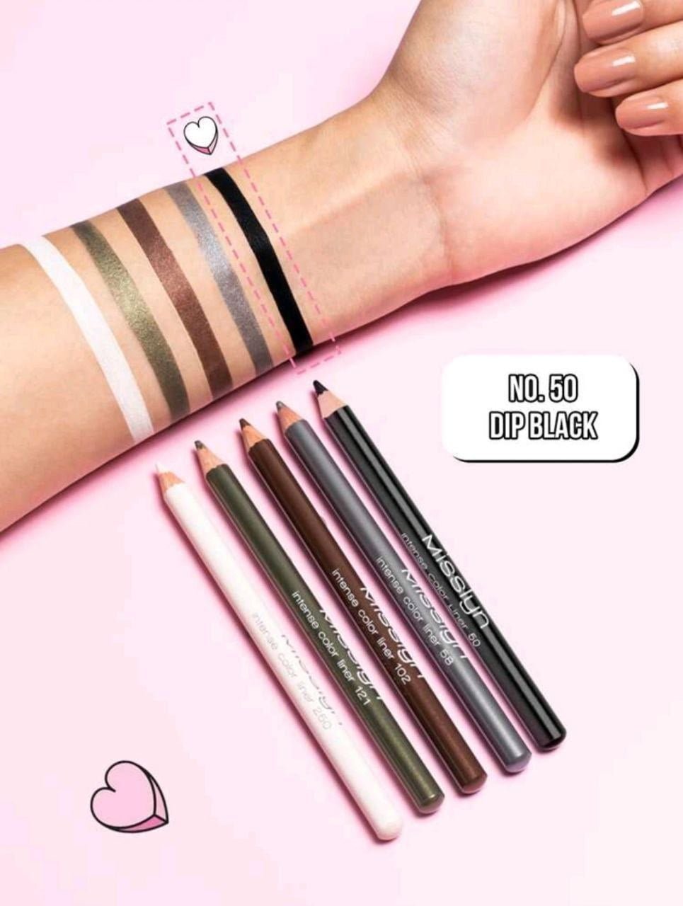 MissIyn Intense Color Liner No.50 Dip Black, Creamy, Eyeshadow &amp; Eyeliner Pencil,