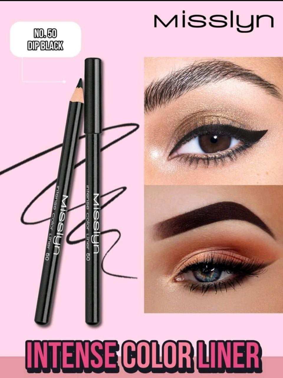 MissIyn Intense Color Liner No.50 Dip Black, Creamy, Eyeshadow &amp; Eyeliner Pencil,