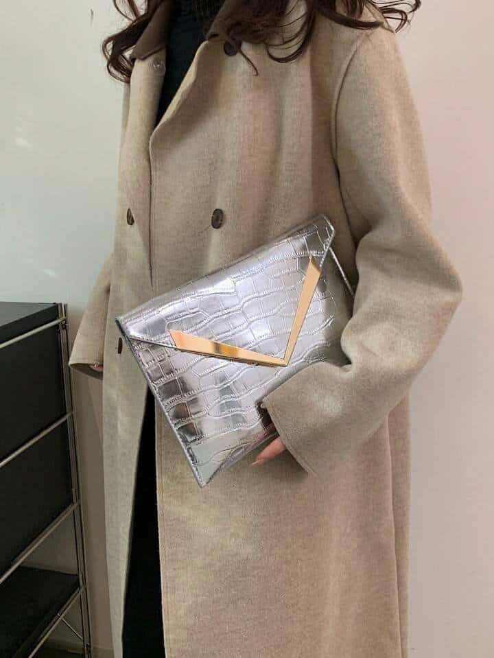 New Solid Color Glitter Pu Leather Silver