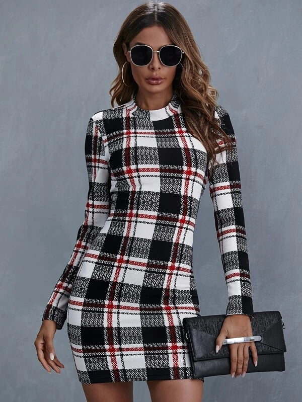 Plaid Print Bodycon Dress
