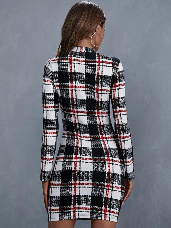 Plaid Print Bodycon Dress