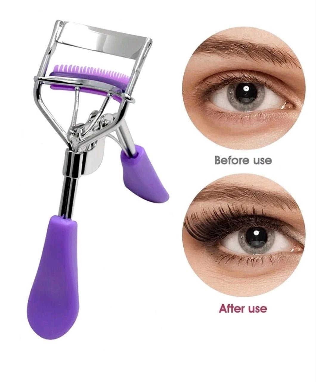 1pc Stainless Steel Black Comfort Grip Lash Curler With 10 Extra Silicone Replacement Pads