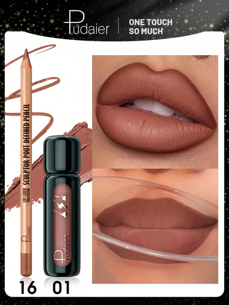 Pudaier Pencil Lip Set 2 Piece Waterproof 16+01