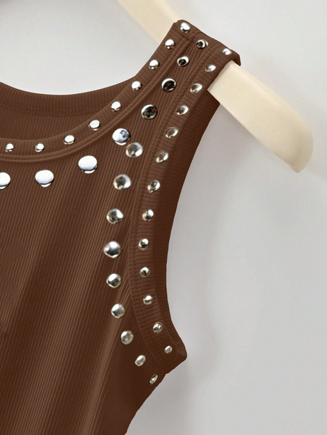 Rovax Solid Color Street Style Women's Vest, Fashionable Short Casual Tank Top