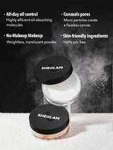 SHEGLAM Baked Glow Setting Powder-Translucent Oil Control Loose Setting Powder Translucent Pore-less Flawless Smooths Fine Lines Glowy Powder