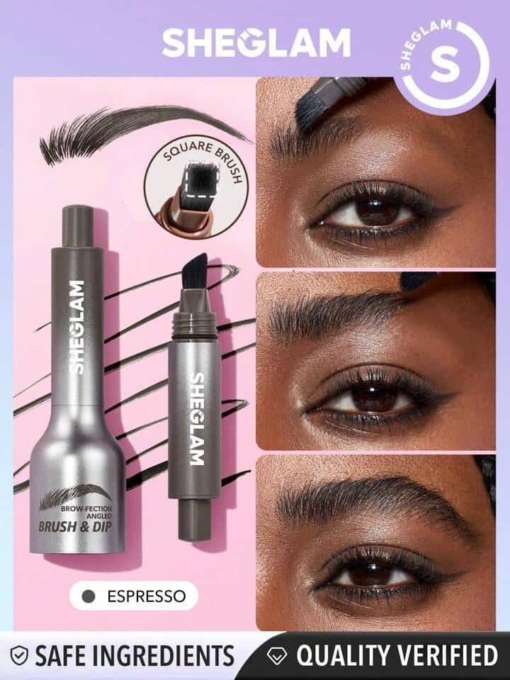 SHEGLAM Brow-Fection Angled Brush &amp; Dip Liquid Eyebrow Gel Pen Espresso