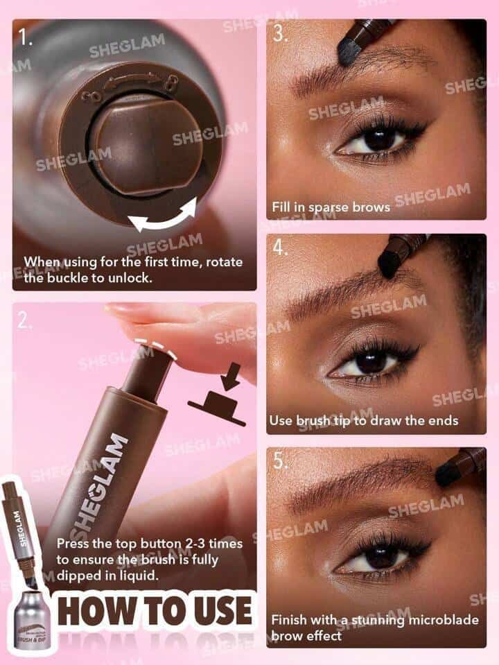 SHEGLAM Brow-Fection Angled Brush &amp; Dip Liquid Eyebrow Gel Pen Espresso
