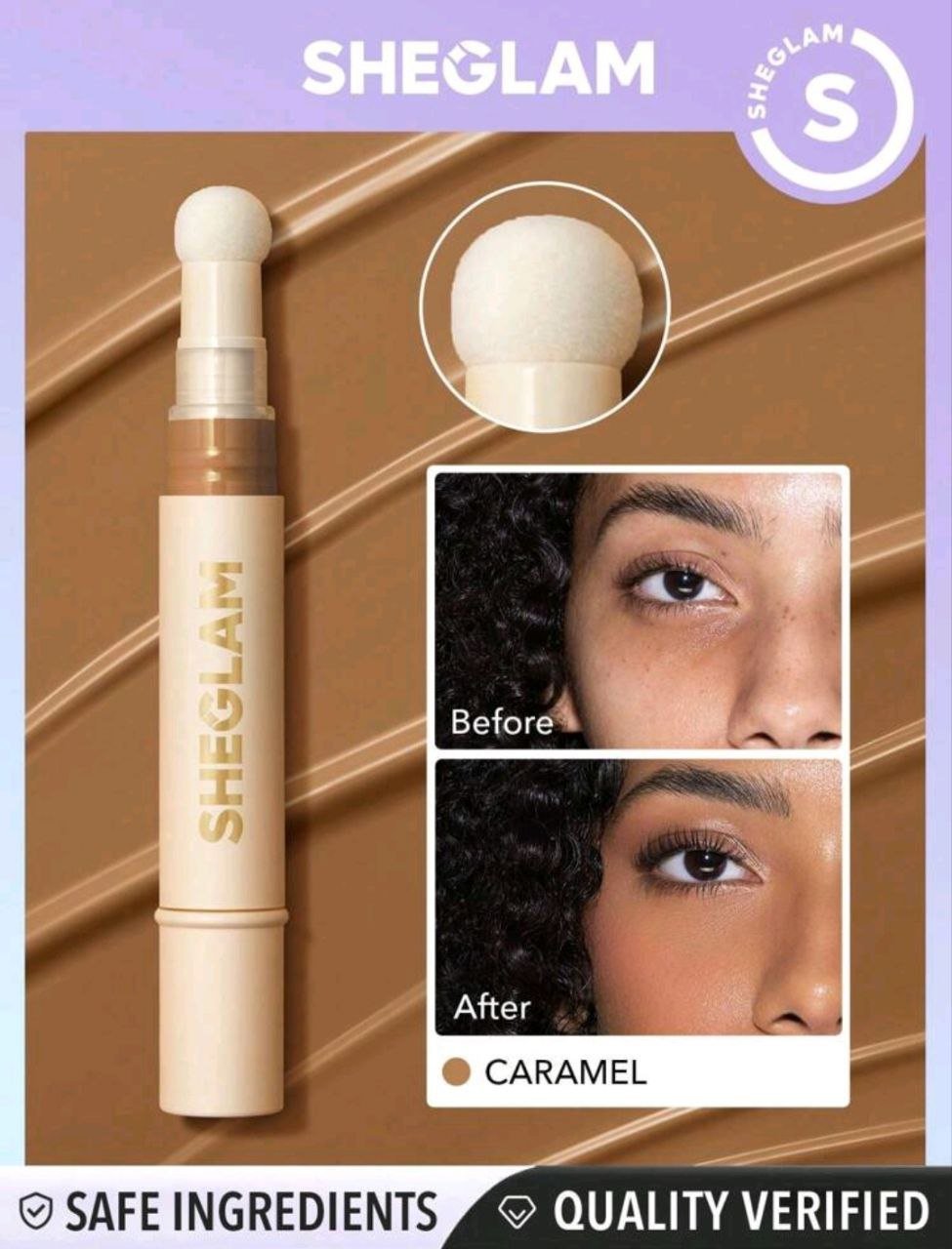 SHEGLAM Complexion Boost Concealer-Caramel Sponge-Head Applicator Matte Liquid Concealer Long Lasting