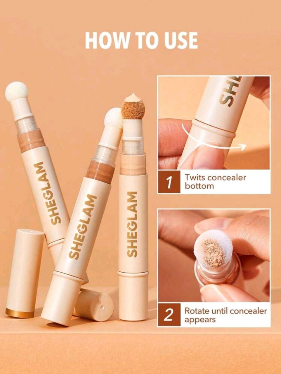 SHEGLAM Complexion Boost Concealer-Golden Sponge-Head Applicator Matte Liquid Concealer