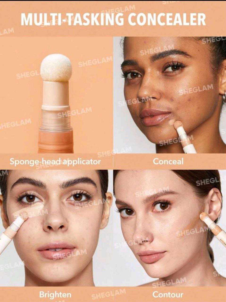SHEGLAM Complexion Boost Concealer-Acorn Sponge-Head Applicator Matte Liquid Concealer