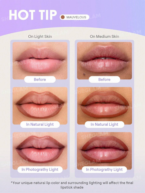 SHEGLAM Fall In Line Peel Off Lip Liner Stain-Mauvelous Henna,Lip Combo Mauvelous