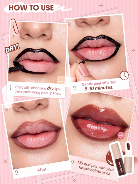 SHEGLAM Fall In Line Peel Off Lip Liner Stain-Mauvelous Henna,Lip Combo Mauvelous