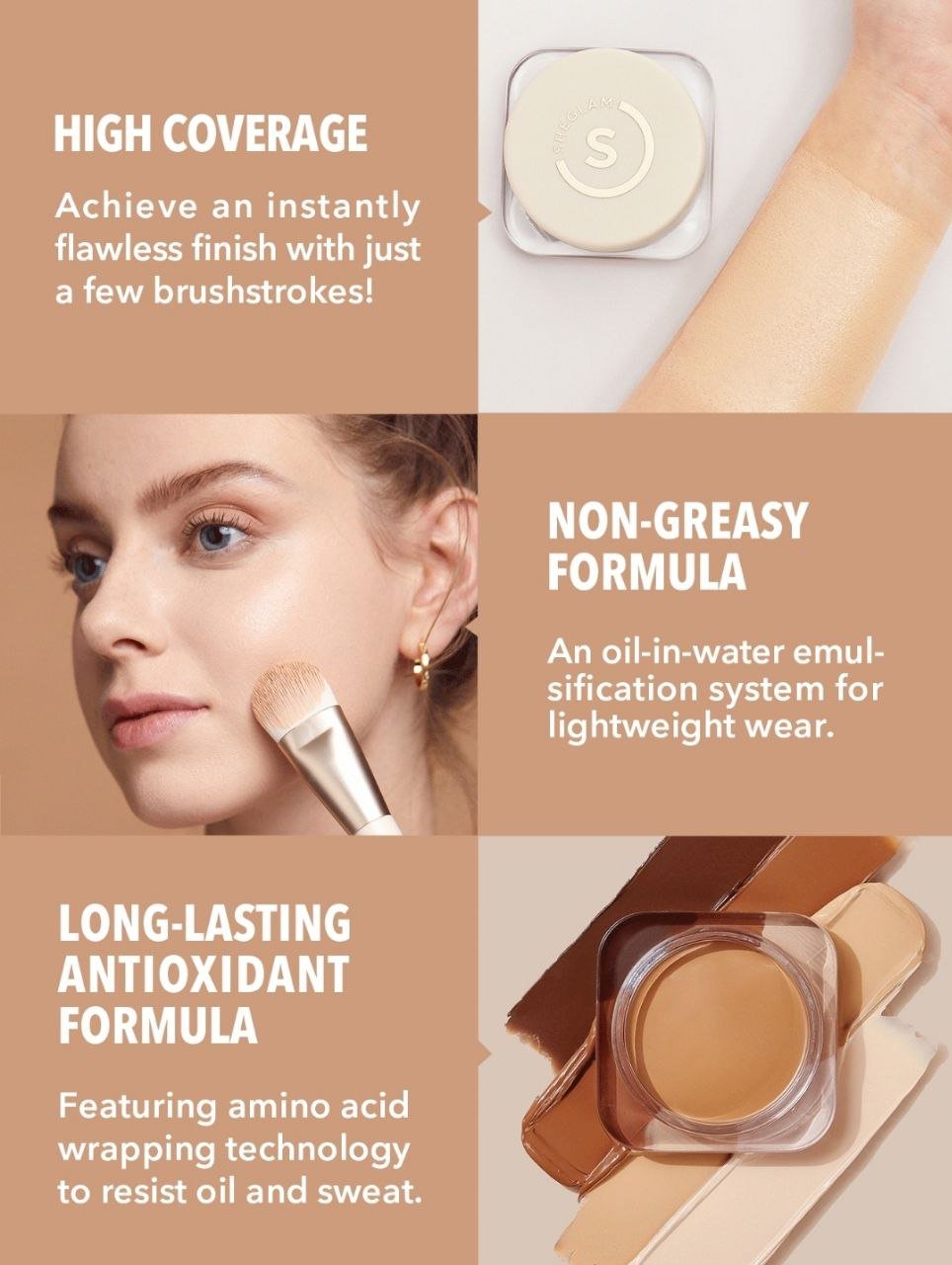 SHEGLAM Full Coverage Foundation Balm-Sand Long Lasting