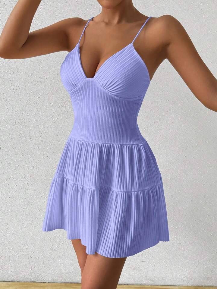 SHEIN Allurite Summer Casual Solid Color Sleeveless Dress