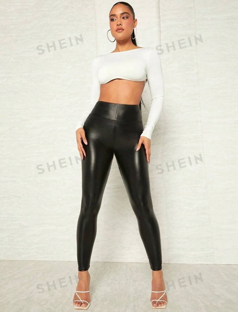 SHEIN BAE Solid Skinny PU Leather Pants