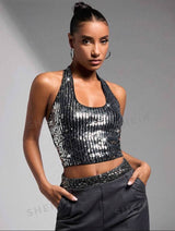 SHEIN BAE Women's Silver Fashionable And Versatile Outing