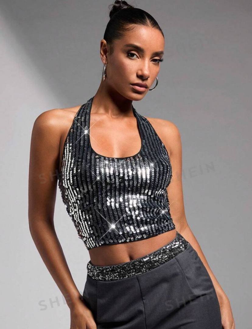 SHEIN BAE Women's Silver Fashionable And Versatile Outing
