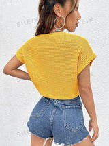 SHEIN EZwear Batwing Sleeve Textured Tee
