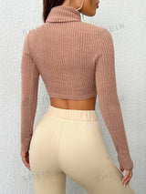 SHEIN EZwear High Neck Crop Tee