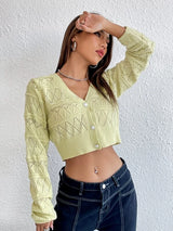 SHEIN Pointelle Knit Crop Cardigan