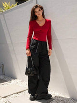 SHEIN EZwear Solid V Neck Tee