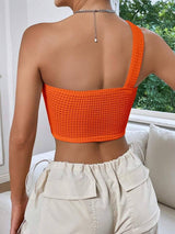 SHEIN EZwear Summer TopsOne Shoulder Knot Detail Crop Top
