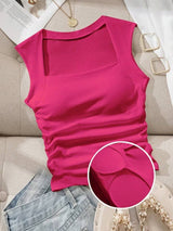 SHEIN EZwear Wireless Slim Fit Women Tank Top With Removable Pads, Square Neckline, Spring Summer