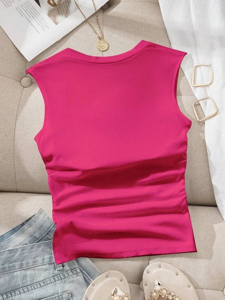 SHEIN EZwear Wireless Slim Fit Women Tank Top With Removable Pads, Square Neckline, Spring Summer