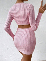 SHEIN Essnce Scoop Neck Ribbed Knit Bodycon Sweater Dress