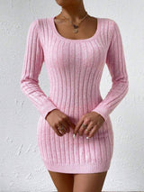 SHEIN Essnce Scoop Neck Ribbed Knit Bodycon Sweater Dress