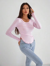 SHEIN Essnce Solid Scoop Neck Tee