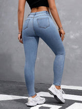 SHEIN Essnce Women's Slim Fit Casual Jeans With Pockets For Daily Wear