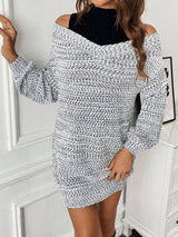 SHEIN LUNE Colorblock Cold Shoulder Sweater Dress Without Belt