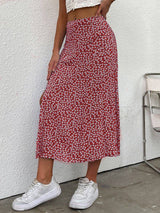 SHEIN LUNE Ditsy Floral Split Thigh Skirt For New Year Clothes Maxi Women Outfit