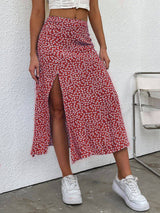SHEIN LUNE Ditsy Floral Split Thigh Skirt For New Year Clothes Maxi Women Outfit