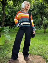 SHEIN Grunge Color Block Drop Shoulder Sweater