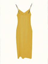 SHEIN Privé Women's Hollow Out High Side Split Spaghetti Strap Dress