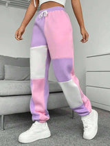 SHEIN Qutie Colorblock Drawstring Waist Sweatpants