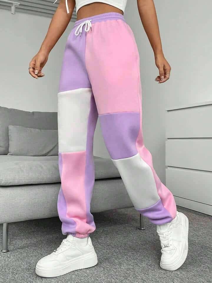 SHEIN Qutie Colorblock Drawstring Waist Sweatpants