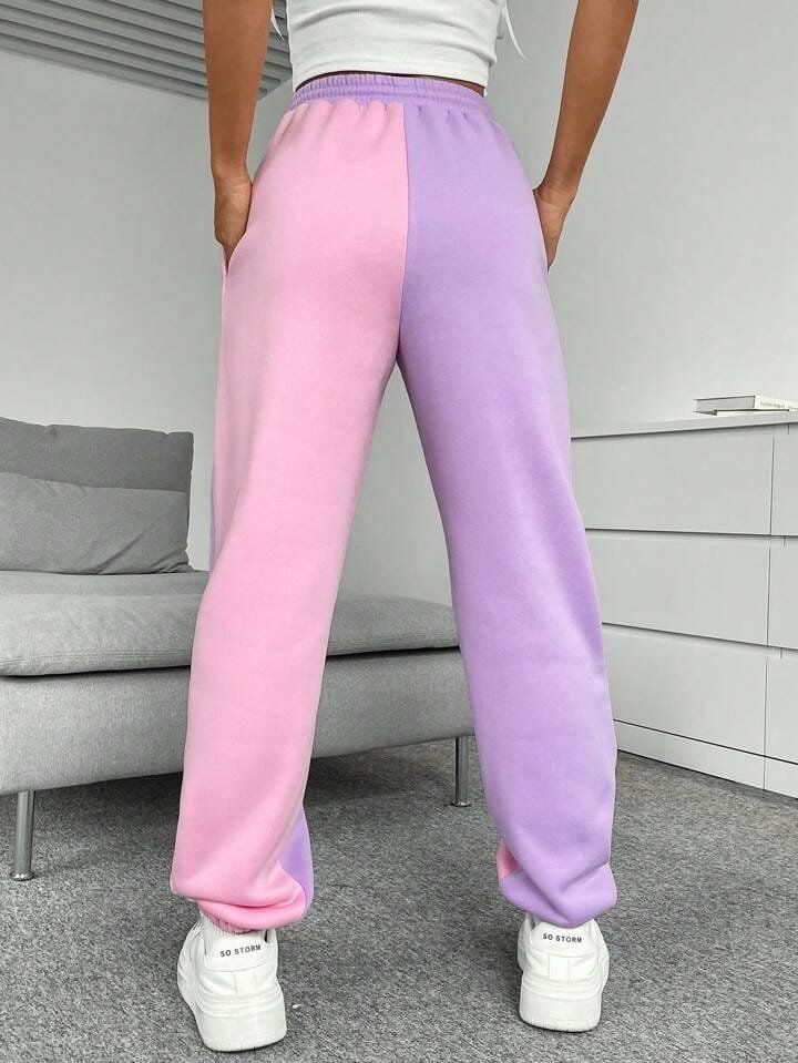 SHEIN Qutie Colorblock Drawstring Waist Sweatpants