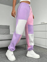 SHEIN Qutie Colorblock Drawstring Waist Sweatpants