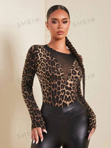 SHEIN SXY Fall Women Clothes Leopard Print;V Neck ;Women Spring