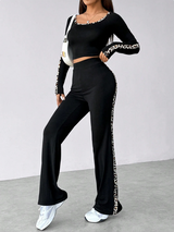 SHEIN Unity Women's Leopard Print Patchwork Long Sleeve Slim Fit Jumpsuit Fall Cloth For Women