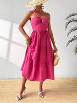SHEIN VCAY One Shoulder Tiered Ruffle Dress