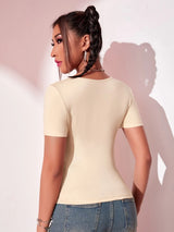 Scoop Neck Chain Detail Tee