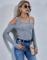 Asymmetrical Neck Solid Tee