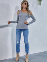 Asymmetrical Neck Solid Tee