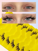 Sibeuna 7 Pairs Half-Length Natural Cat Eye False Eyelashes