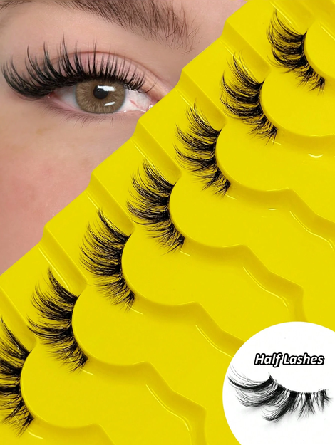 Sibeuna 7 Pairs Half-Length Natural Cat Eye False Eyelashes