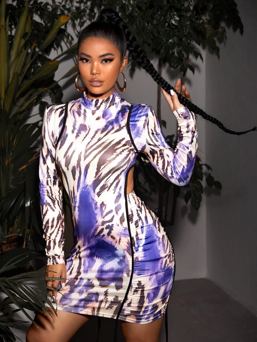 Soft &amp; Lightweight Allover Print Cut Out Bodycon Dress